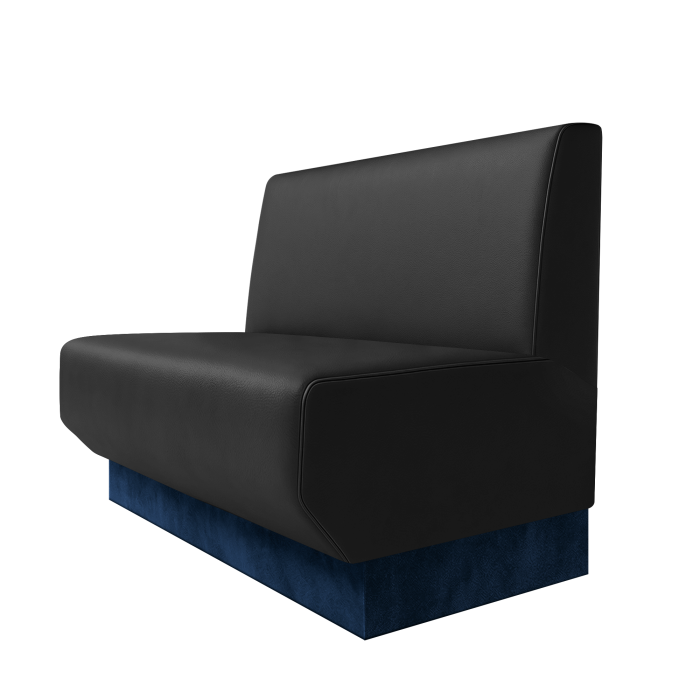 Wagner | Gastrobank | B:H 100 x 100 cm | Schwarz | Glatt | Leder | Fußleiste Blau