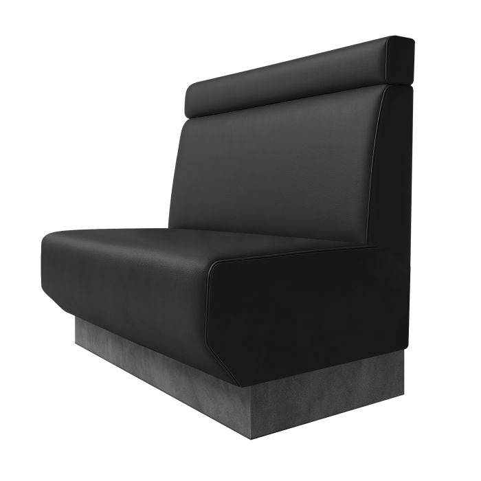 Wagner | Gastrobank | B:H 100 x 100 cm | Schwarz | Glatt + Kopfteil | Leder | Fußleiste Grau