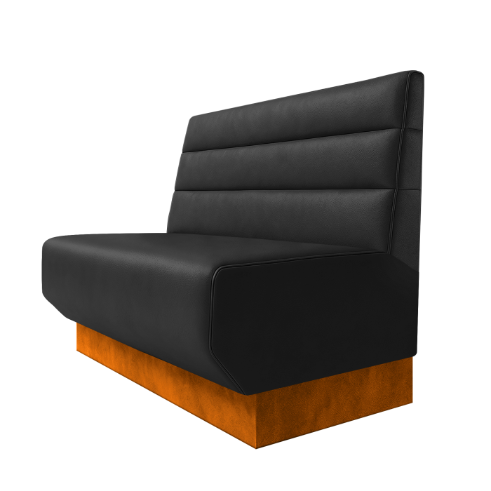 Wagner | Gastrobank | B:H 100 x 100 cm | Schwarz | Horizontal Gestreift | Leder | Fußleiste Orange