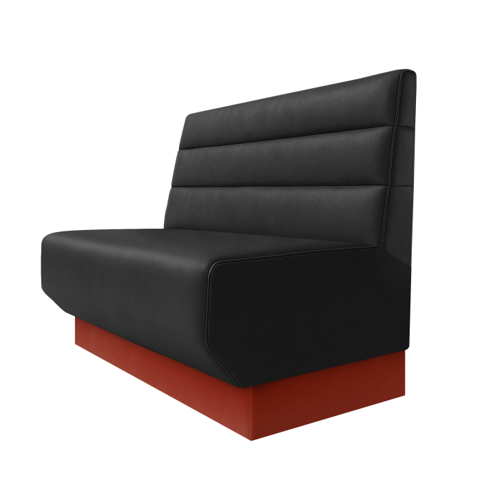 Wagner | Gastrobank | B:H 100 x 100 cm | Schwarz | Horizontal Gestreift | Leder | Fußleiste Rot