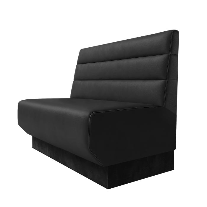 Wagner | Gastrobank | B:H 100 x 100 cm | Schwarz | Horizontal Gestreift | Leder | Fußleiste Schwarz