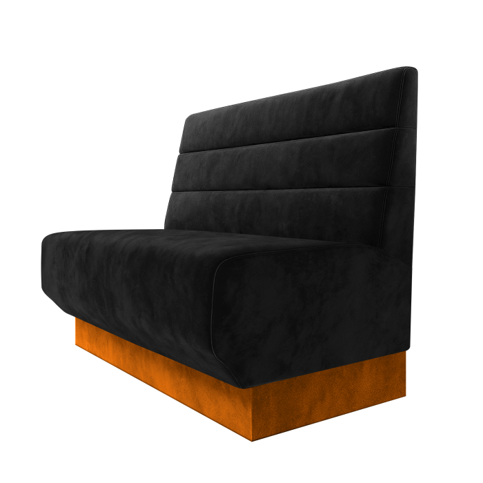 Wagner | Gastrobank | B:H 100 x 100 cm | Schwarz | Horizontal Gestreift | Samt | Fußleiste Orange