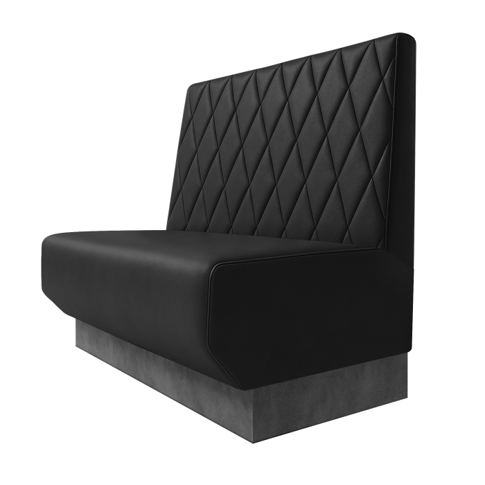 Wagner | Gastrobank | B:H 100 x 100 cm | Schwarz | Raute | Leder | Fußleiste Grau