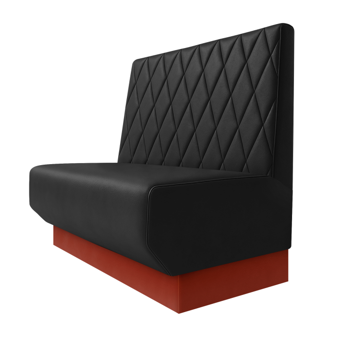 Wagner | Gastrobank | B:H 100 x 100 cm | Schwarz | Raute | Leder | Fußleiste Rot