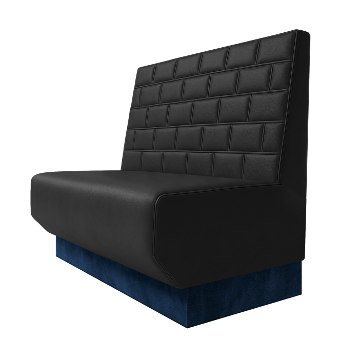 Wagner | Gastrobank | B:H 100 x 100 cm | Schwarz | Stein | Leder | Fußleiste Blau