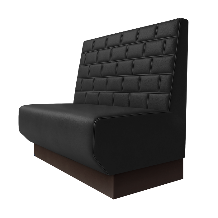 Wagner | Gastrobank | B:H 100 x 100 cm | Schwarz | Stein | Leder | Fußleiste Braun
