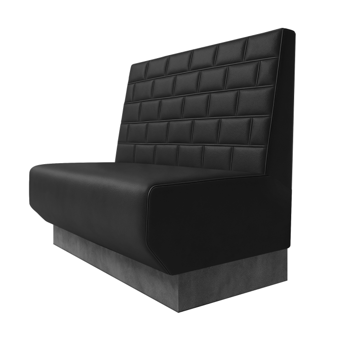 Wagner | Gastrobank | B:H 100 x 100 cm | Schwarz | Stein | Leder | Fußleiste Grau
