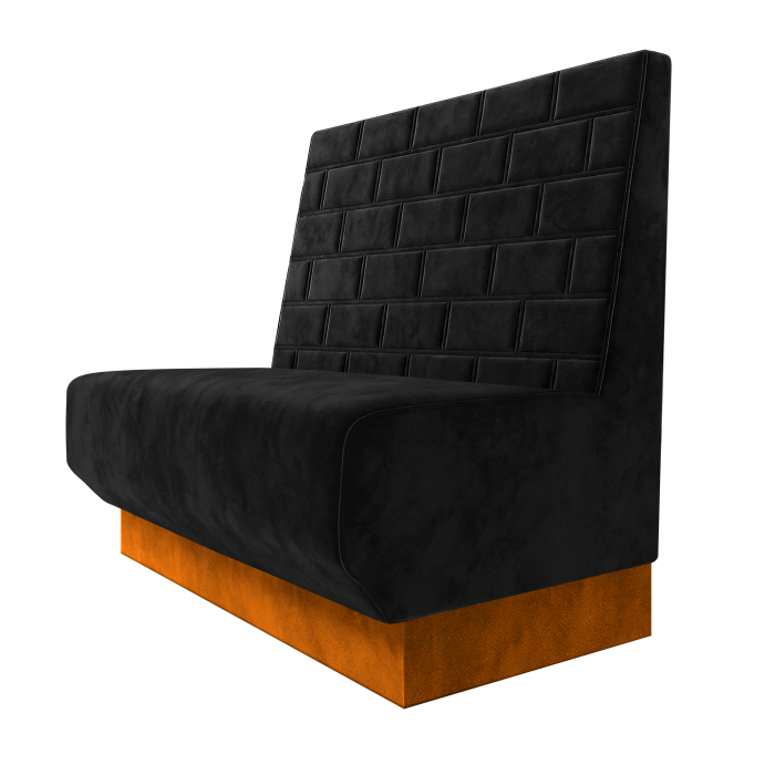 Wagner | Gastrobank | B:H 100 x 100 cm | Schwarz | Stein | Samt | Fußleiste Orange