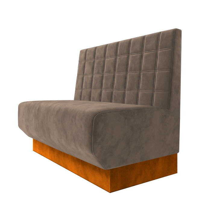 Wagner | Gastrobank | B:H 100 x 100 cm | Taupe | Blocks | Samt | Fußleiste Orange