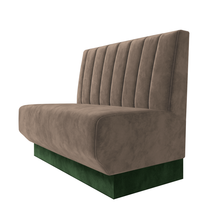 Wagner | Gastrobank | B:H 100 x 100 cm | Taupe | Gestreift 12cm | Samt | Fußleiste Grün