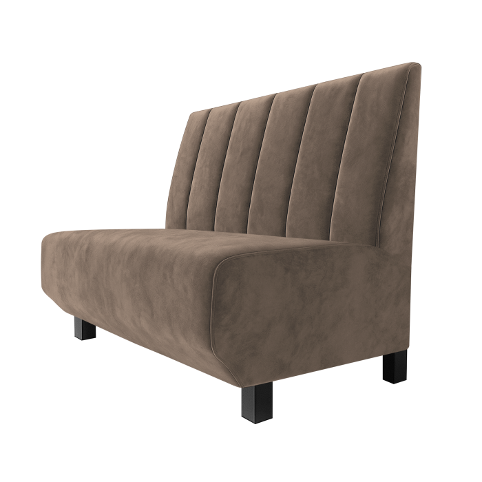 Wagner | Gastrobank | B:H 100 x 100 cm | Taupe | Gestreift Doppelnahnt 24cm | Samt | Möbelfuß Schwarz