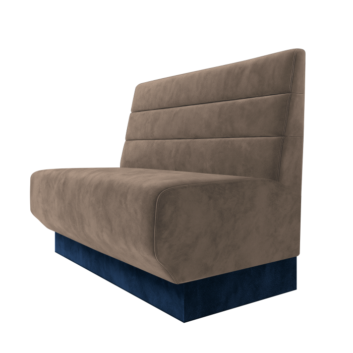 Wagner | Gastrobank | B:H 100 x 100 cm | Taupe | Horizontal Gestreift | Samt | Fußleiste Blau