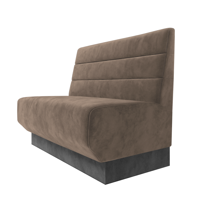 Wagner | Gastrobank | B:H 100 x 100 cm | Taupe | Horizontal Gestreift | Samt | Fußleiste Grau