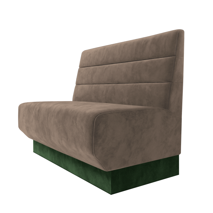 Wagner | Gastrobank | B:H 100 x 100 cm | Taupe | Horizontal Gestreift | Samt | Fußleiste Grün