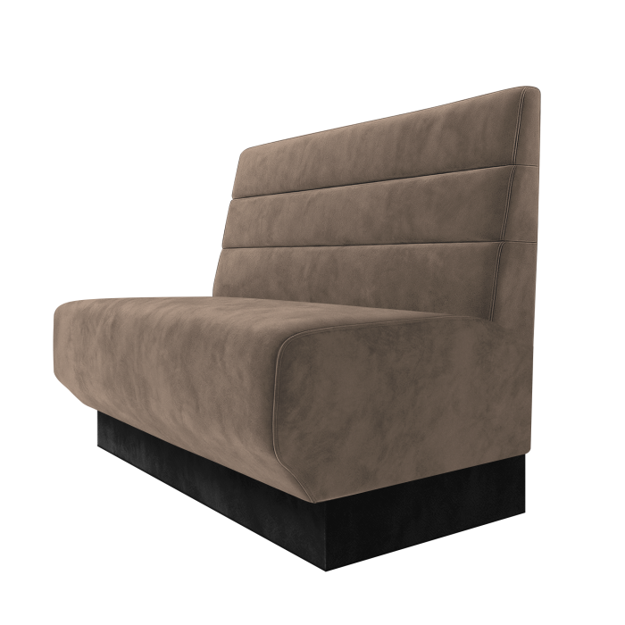 Wagner | Gastrobank | B:H 100 x 100 cm | Taupe | Horizontal Gestreift | Samt | Fußleiste Schwarz