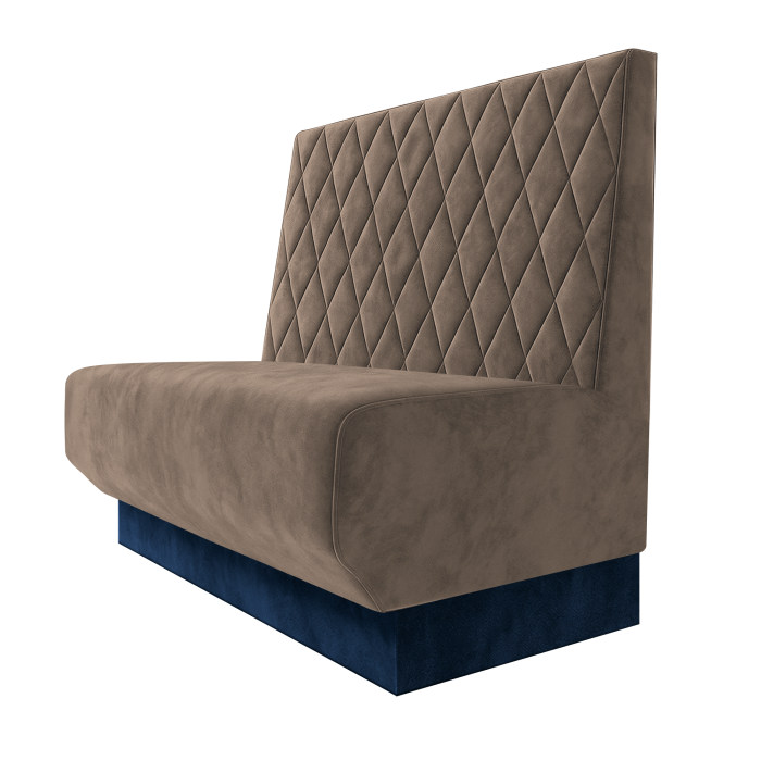 Wagner | Gastrobank | B:H 100 x 100 cm | Taupe | Raute | Samt | Fußleiste Blau