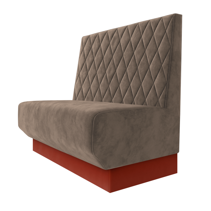 Wagner | Gastrobank | B:H 100 x 100 cm | Taupe | Raute | Samt | Fußleiste Rot