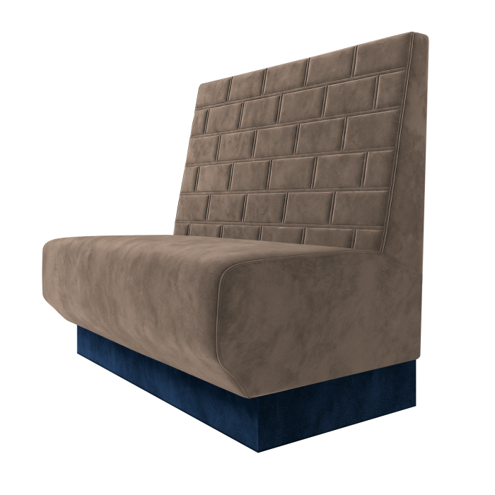 Wagner | Gastrobank | B:H 100 x 100 cm | Taupe | Stein | Samt | Fußleiste Blau