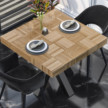COLUMBIA | Gastro Tischplatte | 100 x 100 x 6 cm | Quadratisch | Eiche