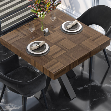 COLUMBIA | Gastro Tischplatte | 100 x 100 x 6 cm | Quadratisch | Walnuß