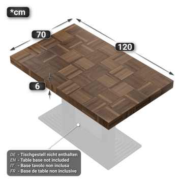 COLUMBIA | Gastro Tischplatte | 120 x 70 x 6 cm | Rechteckig | Walnuß