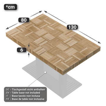 COLUMBIA | Gastro Tischplatte | 130 x 80 x 6 cm | Rechteckig | Eiche