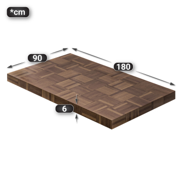 COLUMBIA | Gastro Tischplatte | 180 x 90 x 6 cm | Rechteckig | Walnuß