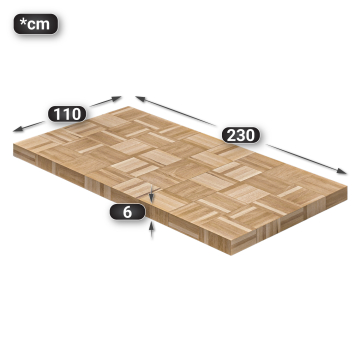COLUMBIA | Gastro Tischplatte | 230 x 110 x 6 cm | Rechteckig | Eiche