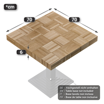 COLUMBIA | Gastro Tischplatte | 70 x 70 x 6 cm | Quadratisch | Eiche