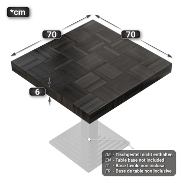 COLUMBIA | Gastro Tischplatte | 70 x 70 x 6 cm | Quadratisch | Schwarz