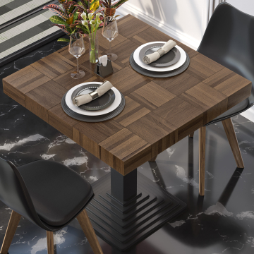 COLUMBIA | Gastro Tischplatte | 80 x 80 x 6 cm | Quadratisch | Walnuß