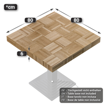 COLUMBIA | Gastro Tischplatte | 80 x 80 x 6 cm | Quadratisch | Eiche
