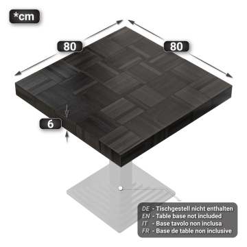 COLUMBIA | Gastro Tischplatte | 80 x 80 x 6 cm | Quadratisch | Schwarz