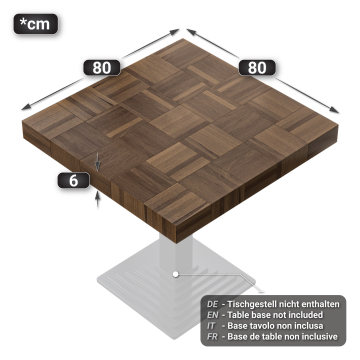 COLUMBIA | Gastro Tischplatte | 80 x 80 x 6 cm | Quadratisch | Walnuß