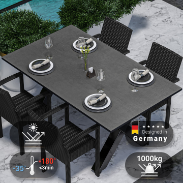 COMPACT | Gastro HPL Tischplatte | 180 x 90 cm | Anthrazit | Rund