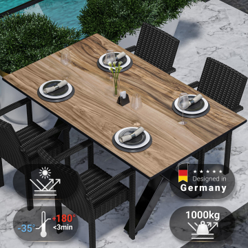 COMPACT | Gastro HPL Tischplatte | 180 x 90 cm | Sheesham | Rund