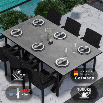 COMPACT | Gastro HPL Tischplatte | 200 x 100 cm | Beton | Rund