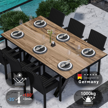 COMPACT | Gastro HPL Tischplatte | 230 x 110 cm | Sheesham | Rund