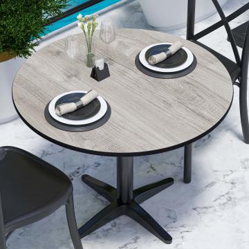 COMPACT | Bistro HPL Tischplatte | Ø70cm | Eiche-Weiß