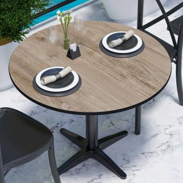 COMPACT | Bistro HPL Tischplatte | Ø70cm | Rustikal Eiche