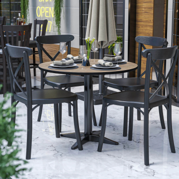 COMPACT | Bistro HPL Tischplatte | Ø70cm | Rustikal Eiche