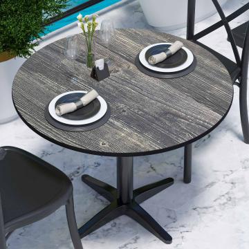 COMPACT | Bistro HPL Tischplatte | Ø70cm | Rustikal Kiefer