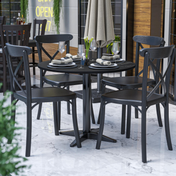 COMPACT | Bistro HPL Tischplatte | Ø70cm | Schwarz-Marmor