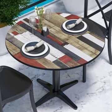 COMPACT | Bistro HPL Tischplatte | Ø70cm | Vintage Bunt