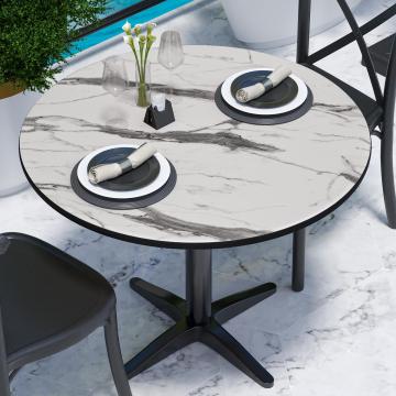 COMPACT | Bistro HPL Tischplatte | Ø70cm | Weiß-Marmor