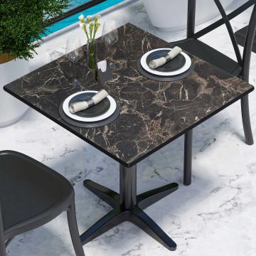 COMPACT | Bistro HPL Tischplatte | 70x70cm | Cappuccino-Marmor