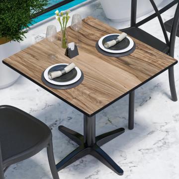 COMPACT | Bistro HPL Tischplatte | 70x70cm | Sheesham