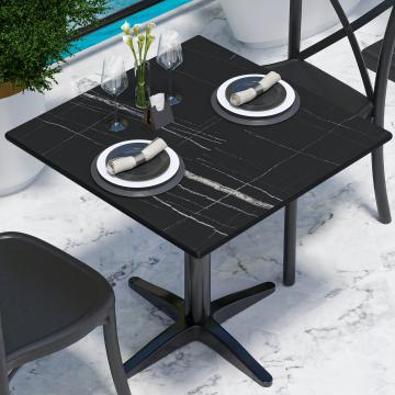COMPACT | Bistro HPL Tischplatte | 70x70cm | Schwarz-Marmor
