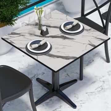 COMPACT | Bistro HPL Tischplatte | 70x70cm | Weiß-Marmor