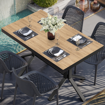 COMPACT STEEL | Gastro HPL Tischplatte | B:T 120 x 70 cm | 4,2cm | Eiche | Rechteckig